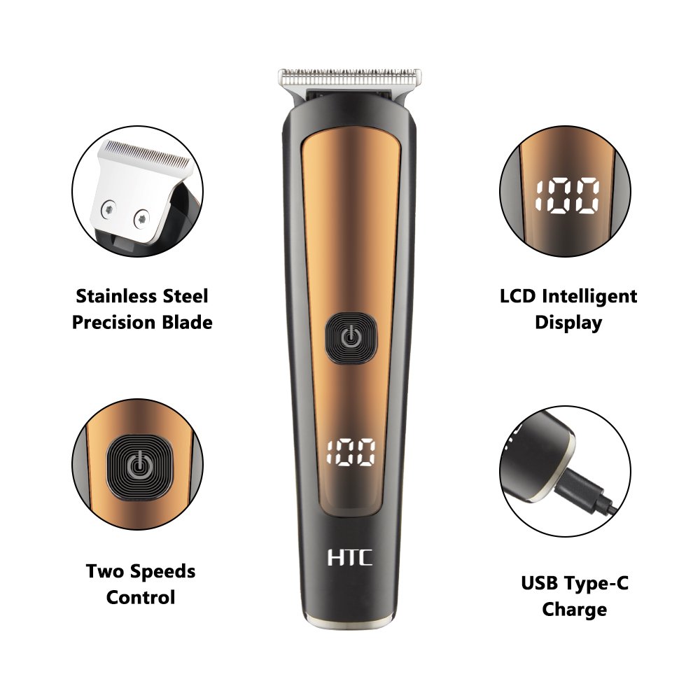 Tondeuse Sans Fil Haute Précision HTC AT-208 – Édition Classique Spéciale Finition, Barbe & Corps – Image 2