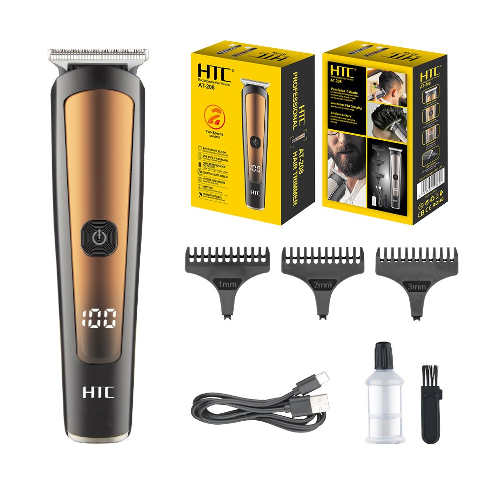 Tondeuse Sans Fil Haute Précision HTC AT-208 – Édition Classique Spéciale Finition, Barbe & Corps