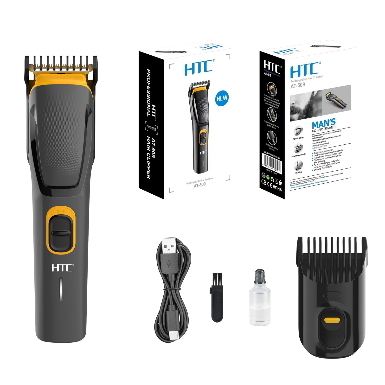 Tondeuse Professionnelle Nouvelle Génération HTC AT-509 – Ultra Précision pour Barbe, Contours & Poils du Corps – Image 6