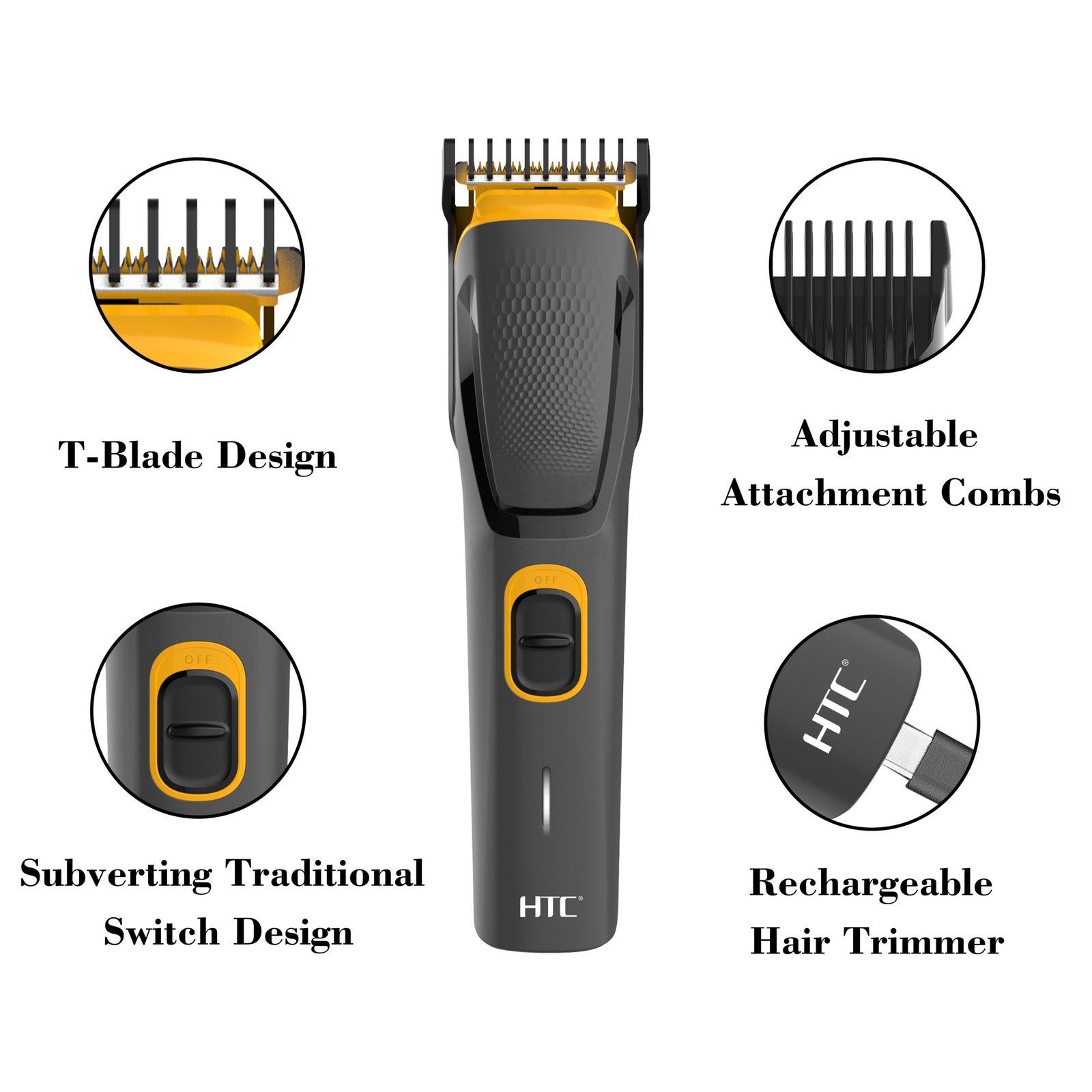 Tondeuse Professionnelle Nouvelle Génération HTC AT-509 – Ultra Précision pour Barbe, Contours & Poils du Corps – Image 5